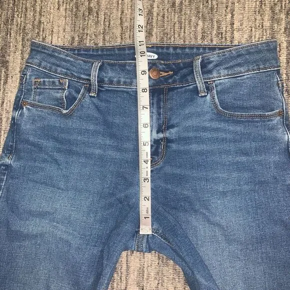 Old Navy Women's Size 4 Blue Denim Shorts‎ Jorts Bermuda Style Cuffed Hem Long - Picture 6 of 8